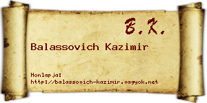 Balassovich Kazimir névjegykártya
